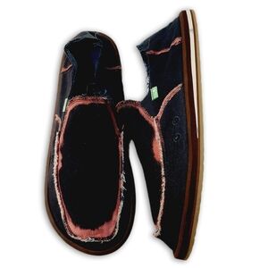 SANUK Sidewalk Surfer Slip-On Shoe Hemp Canvas Loafers Navy Blue Men's Sz 13